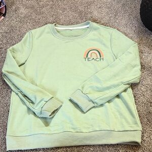 NEW Green 'Teach' Sweatshirt with Rainbow Design